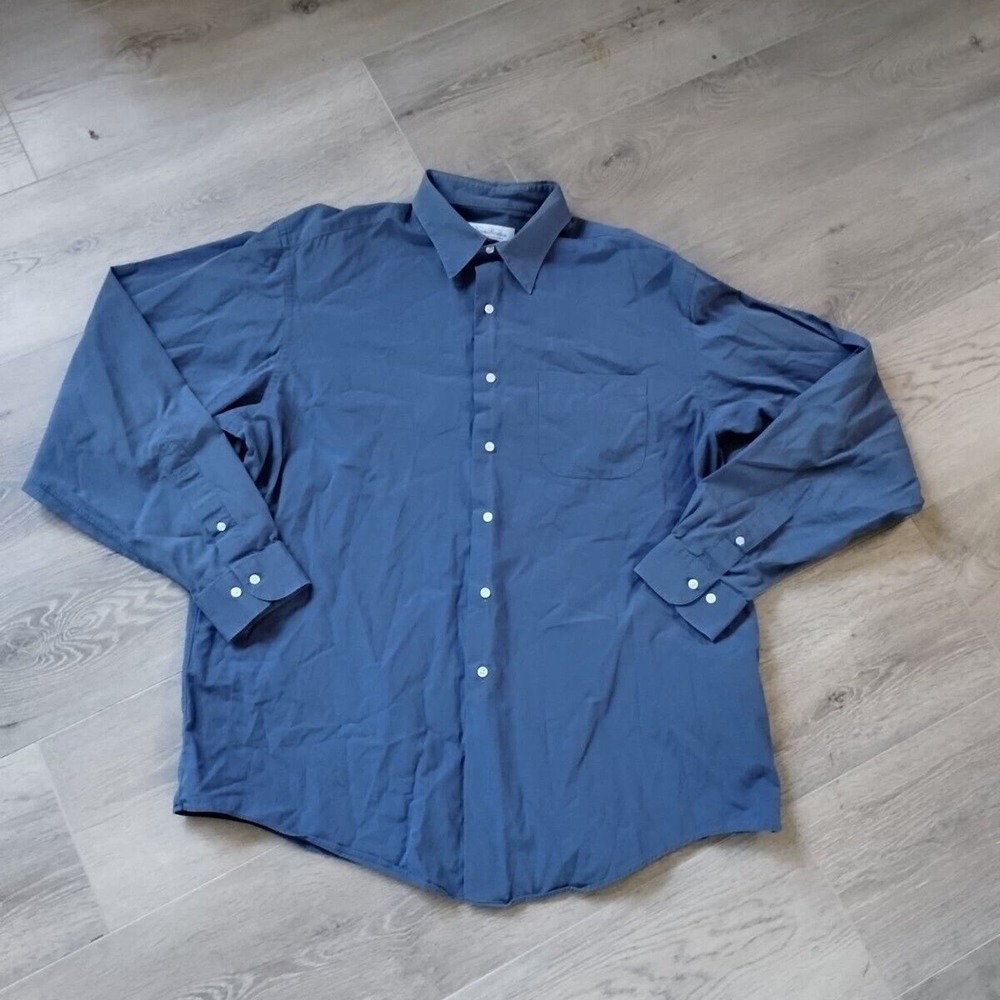 Brooks Brothers Button Up Shirt 17 XL Blue Long Sleeve Cotton Classic Preppy